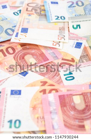Pile of euro banknotes