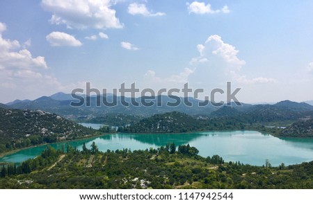Beautiful nature in Croatia-Europe, huge lakes turquoise water color, travel photo