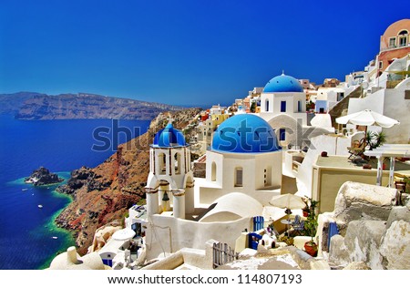 amazing Santorini - travel in Greek islands series Royalty-Free Stock Photo #114807193