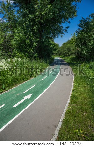 Bicycle asphalt road in the park