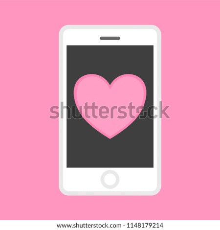 love couple in mobile phone sent pink heart and love gift.design for Valentine's day festival on pink background. Vector illustration.paper art style.