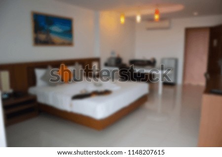 blur bedroom interior for background.can be used for display