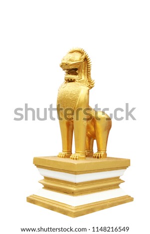 thai style stucco in front of temple isolated with white background, clipping path