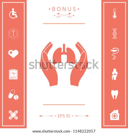 Hands holding lungs - protection icon