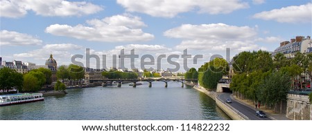 Pont des Arts and Eiffel tower in Paris, France