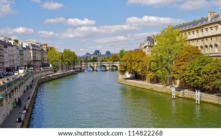View of the Pont Neuf,  bridge over the Seine in Paris, France