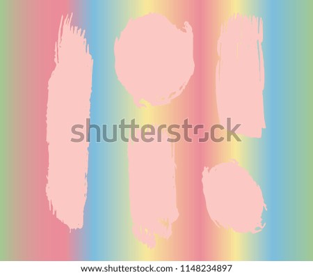 Collection of hand drawn light Pink grunge brushes. Vector Grunge Brushes. Dirty Artistic Design Elements. Creative Design Elements. Rainbow background. Distress Frame, Logo, Banner, Wallpaper.