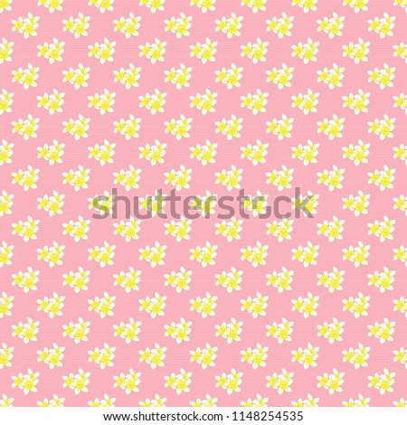 Vector illustration. Ethnic floral seamless pattern in white, pink and yellow colors with decorative plumeria flowers.