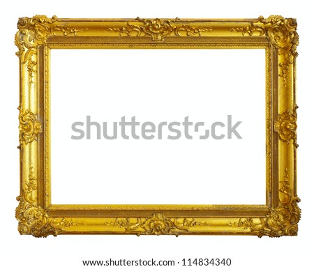 gold picture frame. Isolated over white background Royalty-Free Stock Photo #114834340