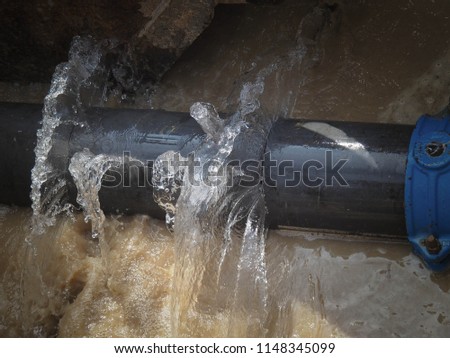 Waste water from pipe leaking Royalty-Free Stock Photo #1148345099