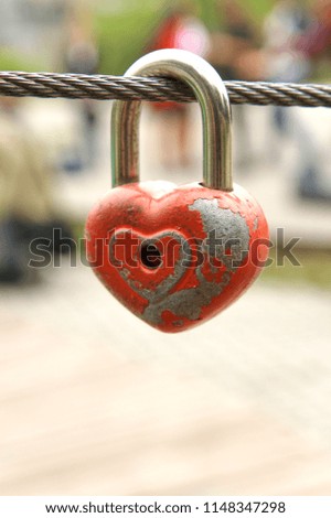 Love red romance lock on the bridge