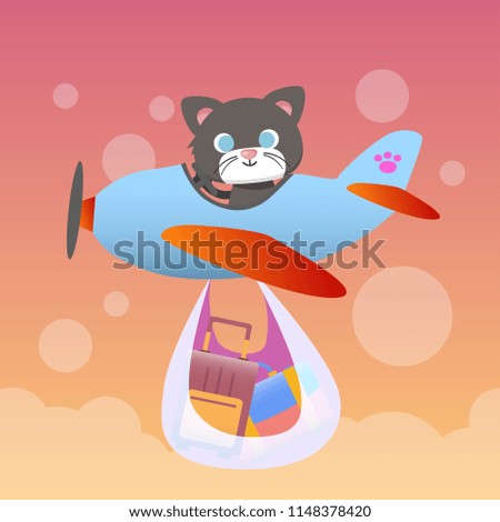 Traveling Cat Illustration Vector