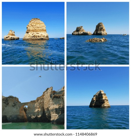 A collage of beautiful summer photos in Lagos, Portugal.