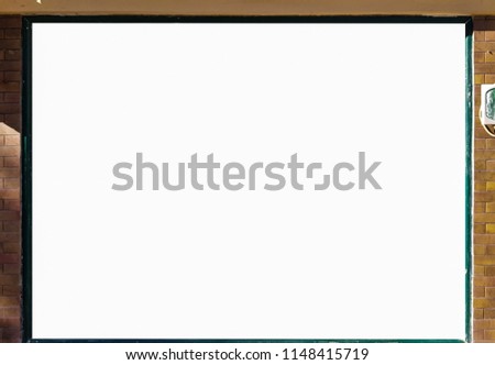 Large Outdoor White Blank Advertisement Banner Mock Up on The Wall.Isolated Template Clipping Path