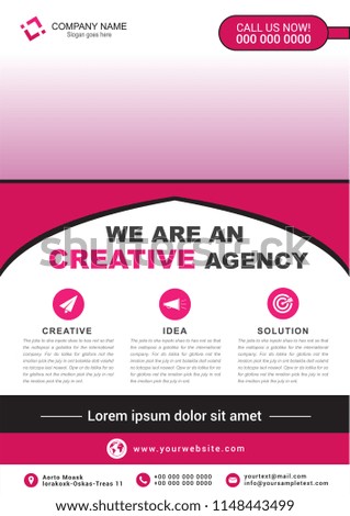 Business pink flyer design A4 template. Vector illustration.