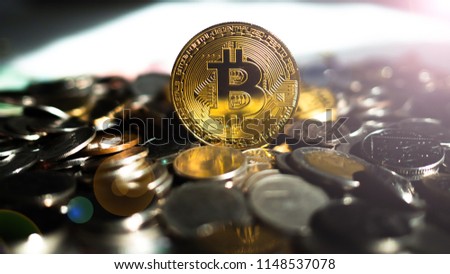Bitcoin coin put on Thailand currency and  Thai Baht.