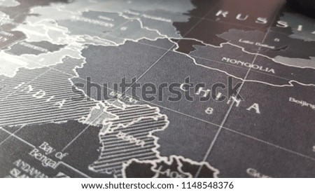 Part of world map - China India Russia
