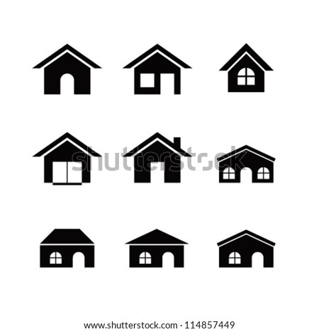 Set of 9 house icon variations