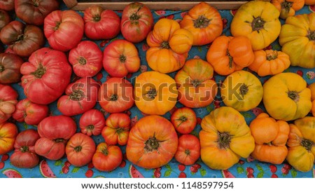 Boxes of Fresh, Ripe, Colorful Heirloom Tomatoes
