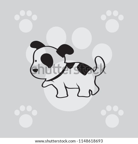 Vector Design Patterns Dogs in simple form on a gray background with animal footprints.