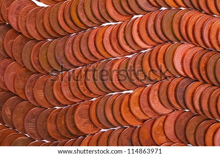 Euro coins (5 cent) as interesting background, studio shot