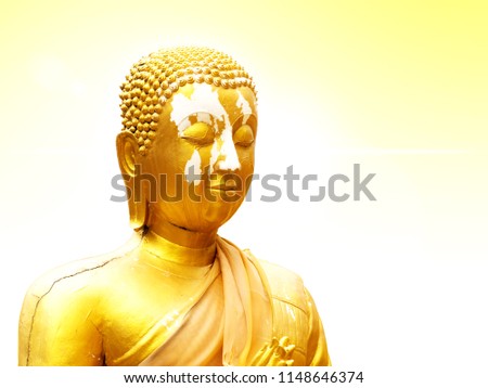 Golden buddha on gradient background