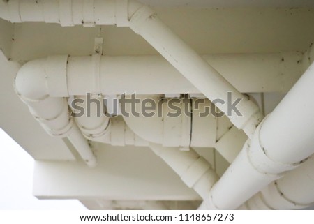 Waste Pipe Drainage System inside building,  piping on the ceiling