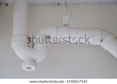Waste Pipe Drainage System inside building,  piping on the ceiling
