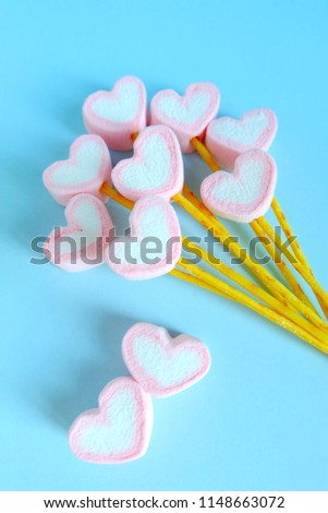 Heart marshmallow balloon background, Cute marshmallow background, Pastel marshmallow background