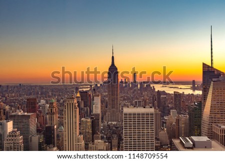 Sunset light of life has started from  New York City, USA