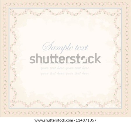 Greeting card with flower. Beautiful decorative framework with flower.