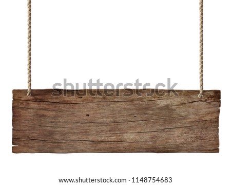 old weathered wood sign isolated on white background 