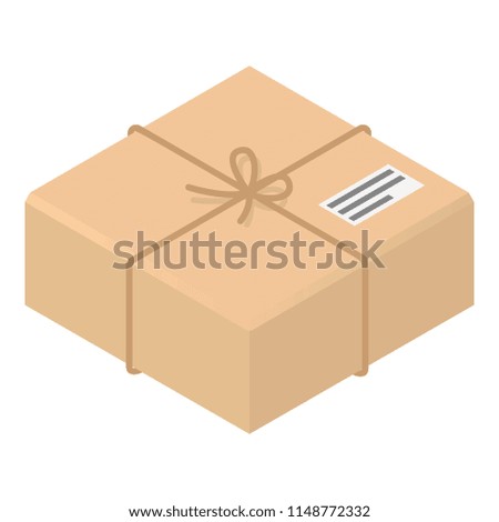 Postal carton box icon. Isometric of postal carton box vector icon for web design isolated on white background