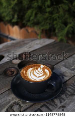 coffee latte on wood
