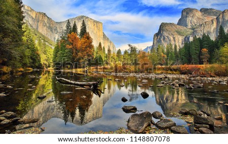 El Capitan and Merced River in the Autumn, California-USA Royalty-Free Stock Photo #1148807078