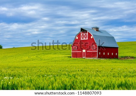 Red Barn on the Palouse, WA-USA Royalty-Free Stock Photo #1148807093