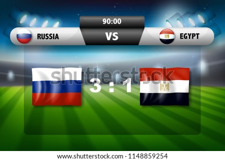 Russia vs egypt score board illustration
