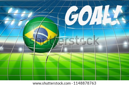 Brazil soccer ball goal illustration