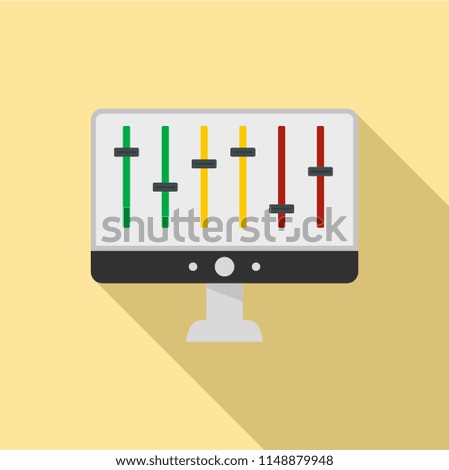 Equalizer on monitor icon. Flat illustration of equalizer on monitor vector icon for web design