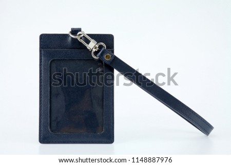 Unisex Blue Leather ID Card Holder 