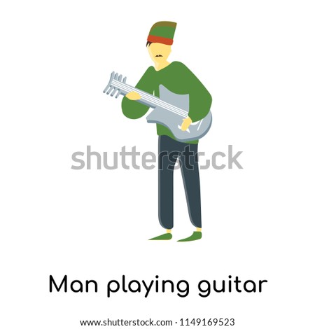 Man playing guitar vector vector isolated on white background for your web and mobile app design, Man playing guitar vector logo concept
