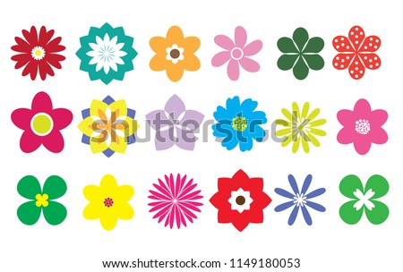 Flower Illustrations, Colorful Vector Design, Icon Set
