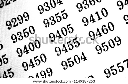 White background with many numbers in perspective
