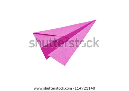 Pink Paper aircraft, Paper Plane on a white background,