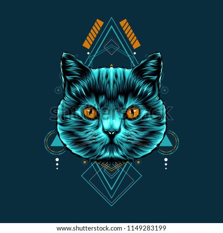 Cat Sacred Geometry Illustration