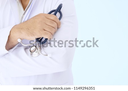 Doctor in white gown uniform with stethoscope in a hospitsl.