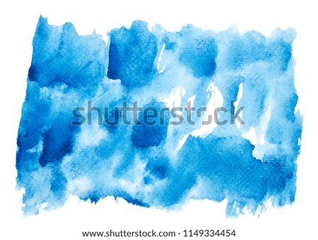 abstract beautiful blue watercolor splash and stroke background.colorful shades art by drawn