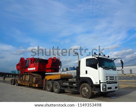 construction equipment heavy duty construction machine work support sky train construction project in Bangkok, Thailand, 2018 Royalty-Free Stock Photo #1149353498
