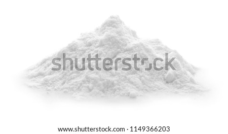 Pile of baking soda on white background Royalty-Free Stock Photo #1149366203
