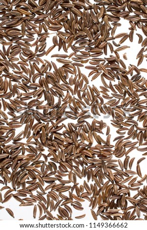 Caraway or  cumin  seeds isolated on white background. Top view